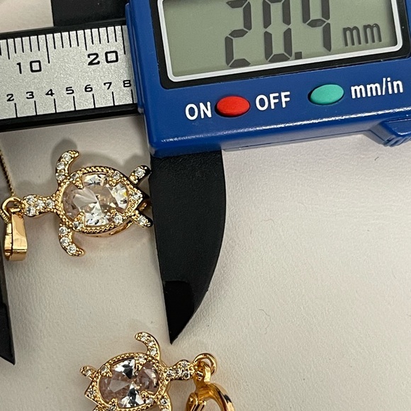 18k Gold Filled CZ Turtle Huggie Earrings & Neckla - Picture 6 of 9